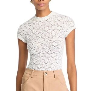 Aqua White Lace Woman Top Size XXS